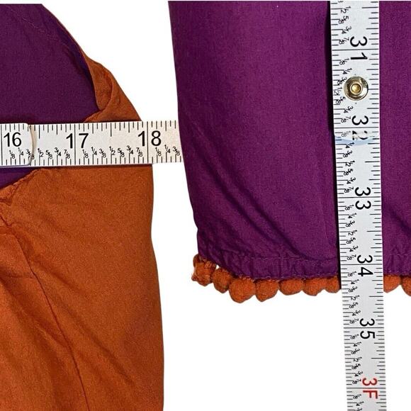 Coline Embroidered Babydoll Sundress Womens L Purple Pompom Fringe Boho Playful - Picture 8 of 10